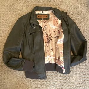 Vegan Leather Bomber Jacket